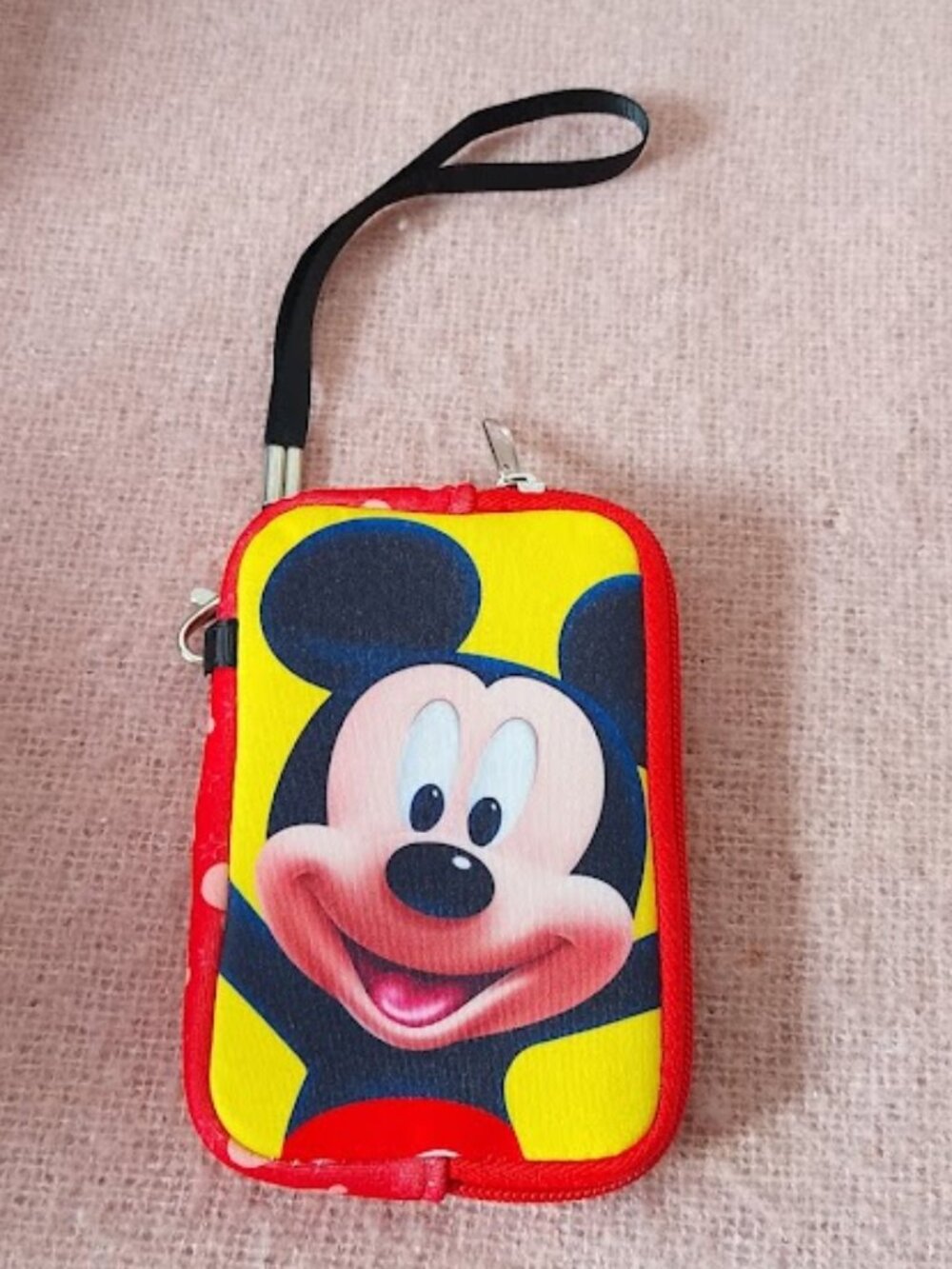 Mickey Mouse Zippered Wallet/Carry Pouch with Wristlet Strap